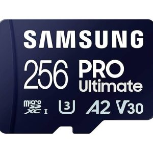 Samsung PRO Ultimate microSD-kaart 256 GB Class 3 UHS-I, v30 Video Speed Class, A2 Application Performance Class Incl. U Samsung PRO Ultimate microSD-kaart 256 GB Class 3 UHS-I, v30 Video Speed Class, A2 Application Performance Class Incl. U