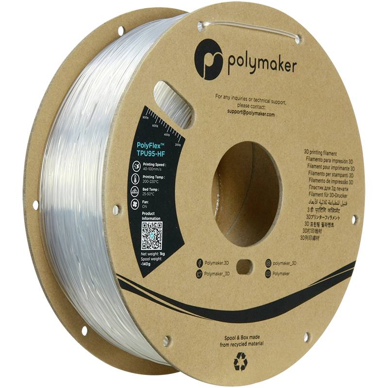 Polymaker PD03003 TPU95-HF Filament TPU, Flexibel filament Flexibel, Highspeed filament, UV-bestendig 1.75 mm 1000 g Hel