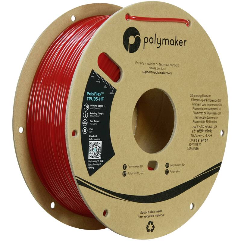 Polymaker PD03008 TPU95-HF Filament TPU, Flexibel filament Flexibel, Highspeed filament, UV-bestendig 2.85 mm 1000 g Roo