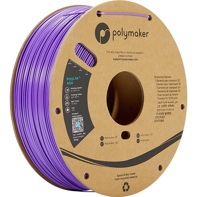 Polymaker PF01008 Purple Filament ASA UV-bestendig, Weerbestendig, Hittebestendig, Slagvast 1.75 mm 1000 g Lila PolyLite
