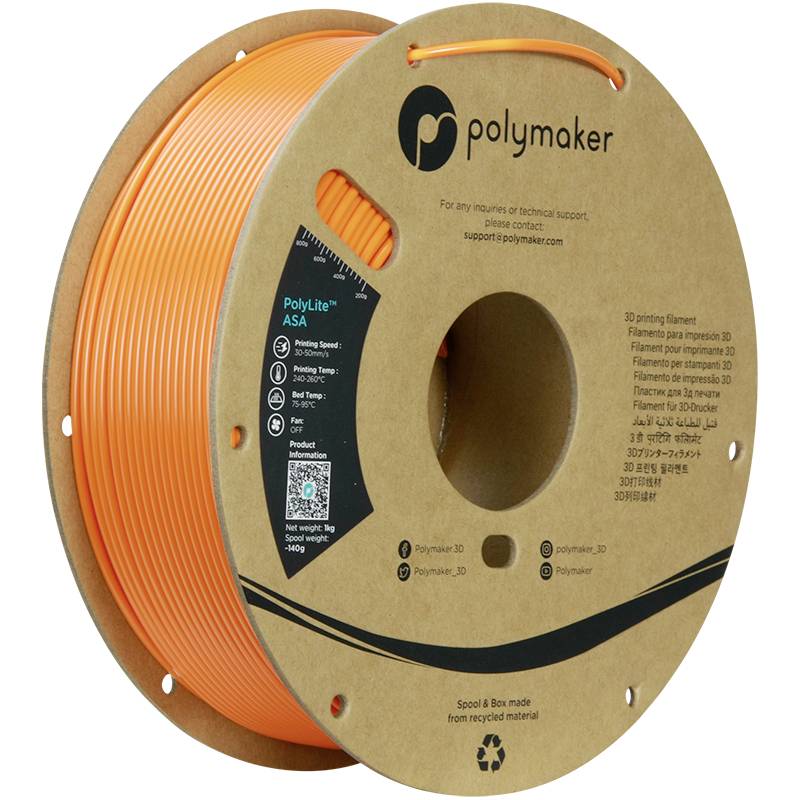 Polymaker PF01016 Orange Filament ASA UV-bestendig, Weerbestendig, Hittebestendig, Slagvast 2.85 mm 1000 g Oranje PolyLi
