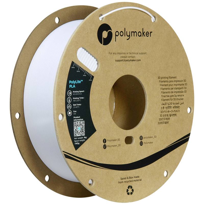 Polymaker PA02096 PA02096 Filament PLA kunststof Hoge stijfheid, Hoge treksterkte 1.75 mm 1000 g Koud-wit PolyLite™ 1 st