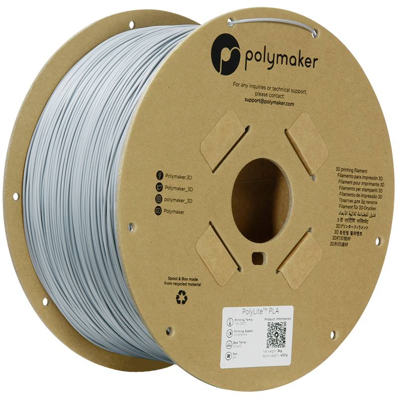 Polymaker PA02035 6938936712459 Filament PLA kunststof Hoge stijfheid, Hoge treksterkte 1.75 mm 3000 g Grijs PolyLite™ 1