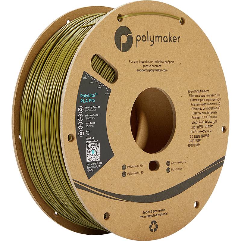 Polymaker PA07006 PA07006 Filament PLA Pro Hoge stijfheid, Slagvast 1.75 mm 1000 g Army Green PolyLite™ 1 stuk(s)
