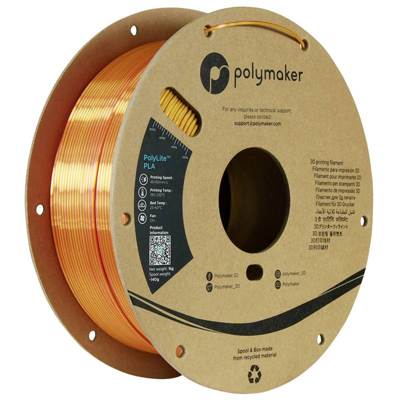 Polymaker PA03030 Dual Silk Filament PLA zijdeglans Meerkleurig, Zijdeglans 1.75 mm 1000 g Sunset, Goud, Rood PolyLite™