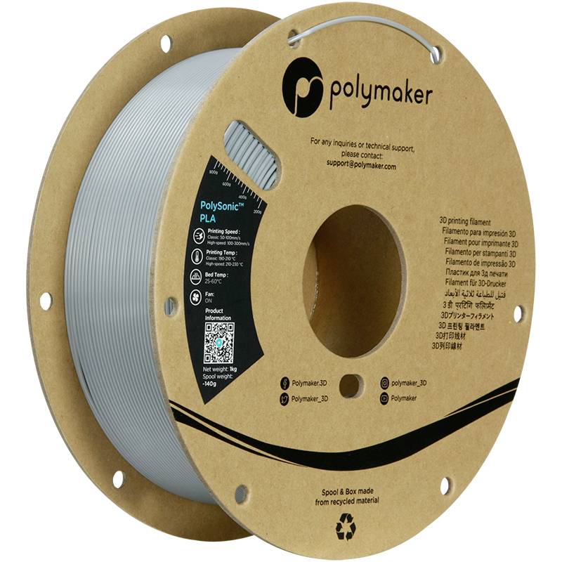 Polymaker PA12003 PA12003 Filament PLA kunststof Highspeed filament 1.75 mm 1000 g Grijs PolySonic™ 1 stuk(s)
