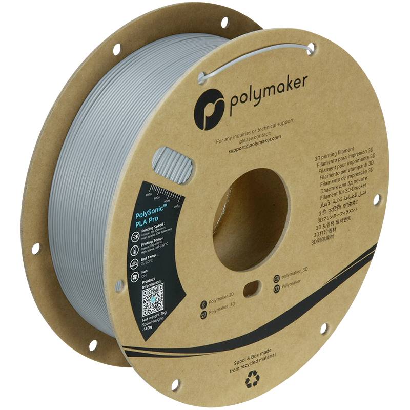 Polymaker PA13003 PA13003 Filament PLA+ Highspeed filament, Slagvast 1.75 mm 1000 g Grijs PolySonic™ 1 stuk(s)