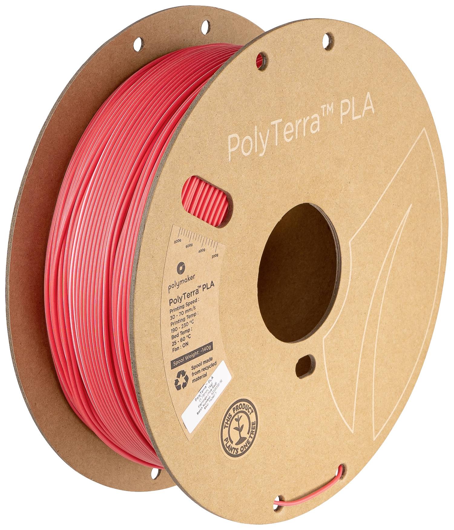 Polymaker PA04017 Dual Filament PLA kunststof Gering kunststofgehalte, Mat 1.75 mm 1000 g Flamingo, Pink, Rood PolyTerra