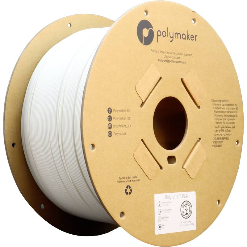 Polymaker PA04008 Regular Filament PLA kunststof Gering kunststofgehalte, Mat 1.75 mm 1000 g Cotton White PolyTerra™ 1 s