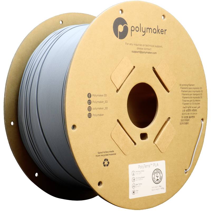 Polymaker PA04009 Regular Filament PLA kunststof Gering kunststofgehalte, Mat 1.75 mm 3000 g Fossil Grey PolyTerra™ 1 st