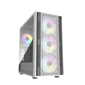 Cooler Master MasterBox 600 White Desktop PC-behuizing Wit 4 voorgeïnstalleerde LED-ventilators, Zijvenster, Stoffilter Cooler Master MasterBox 600 White Desktop PC-behuizing Wit 4 voorgeïnstalleerde LED-ventilators, Zijvenster, Stoffilter
