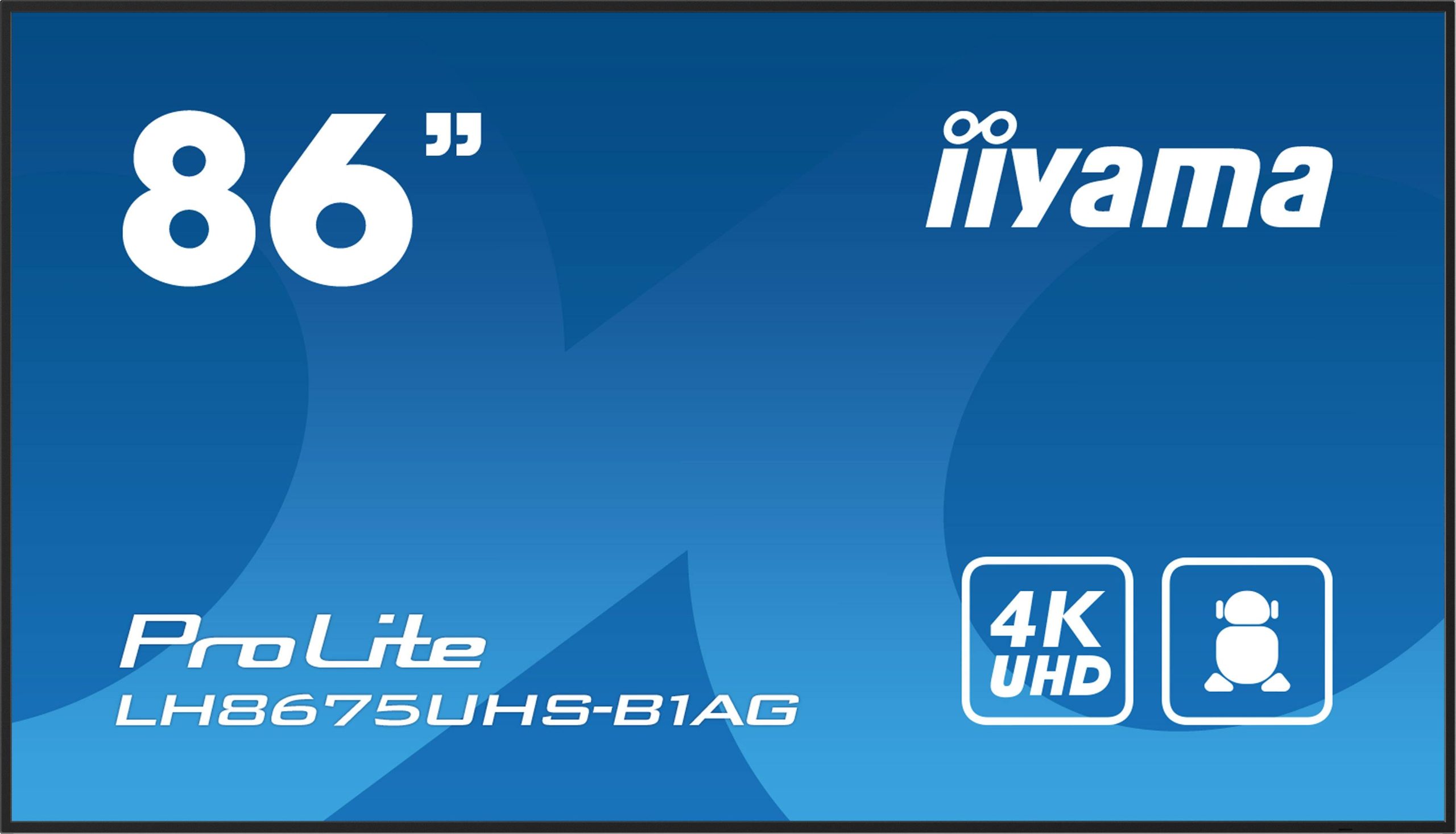 Iiyama ProLite LH8675UHS-B1AG Digital Signage display Energielabel: G (A - G) 217.4 cm (85.6 inch) 3840 x 2160 Pixel 24/