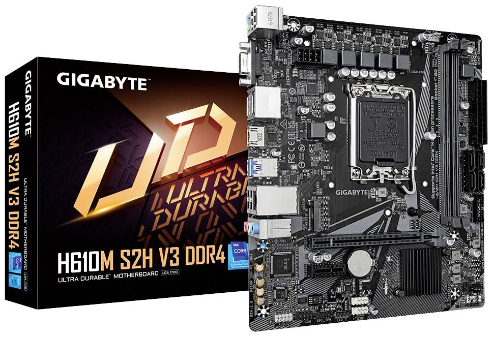 Gigabyte GA-H610M S2H Moederbord Socket Intel LGA 1700 Vormfactor Micro-ATX Moederbord chipset Intel® H610 Express
