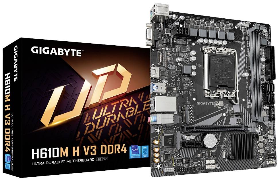 Gigabyte GA-H610M H V3 Moederbord Socket Intel LGA 1700 Vormfactor Micro-ATX Moederbord chipset Intel® H610 Express