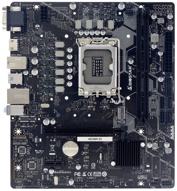 BioStar H610MH D5 Moederbord Socket Intel LGA 1700 Vormfactor Micro-ATX Moederbord chipset Intel® H610