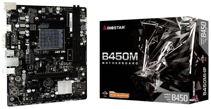 BioStar B450MHP Moederbord Socket AMD AM4 Vormfactor Micro-ATX Moederbord chipset AMD® B450