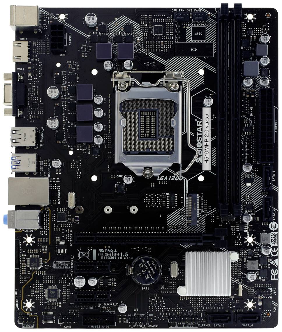 BioStar H510MHP 2.0 Moederbord Socket Intel LGA 1200 Vormfactor Micro-ATX Moederbord chipset Intel® H510