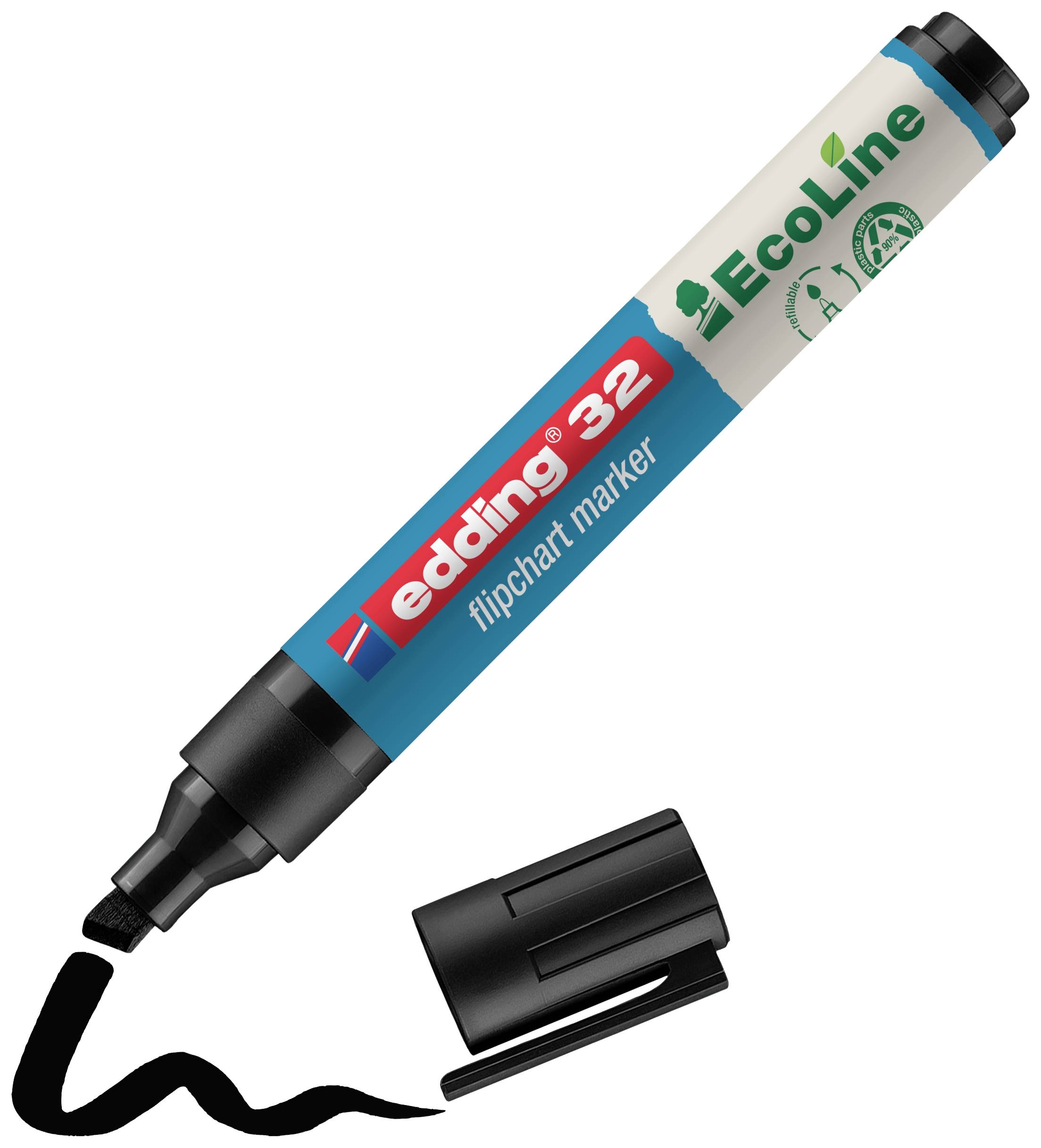 Edding 4-32001 Flipchartmarker 32 EcoLine Beitelpunt 1 - 5 mm Zwart 1 stuk(s)