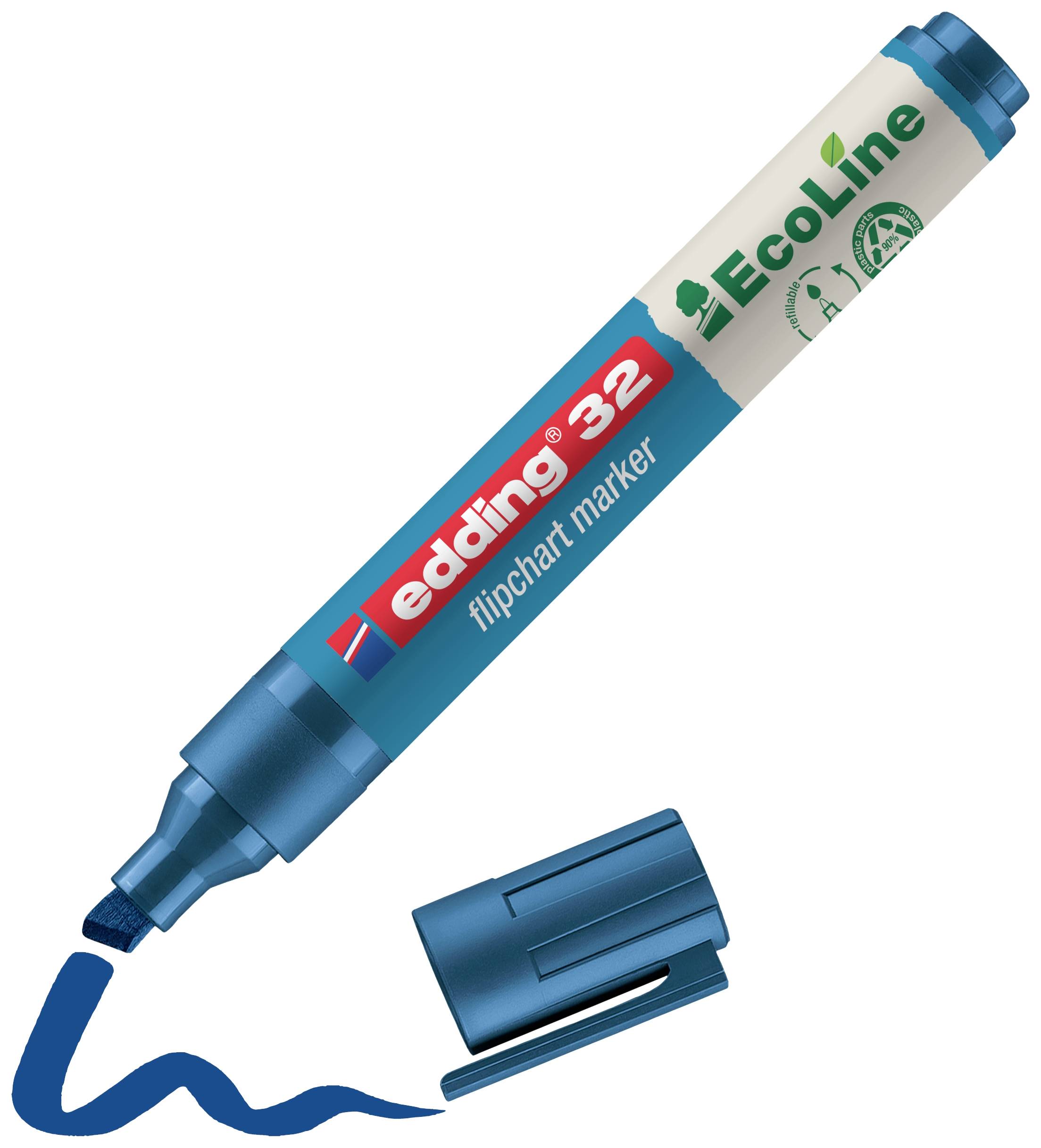 Edding 4-32003 Flipchartmarker 32 EcoLine Beitelpunt 1 - 5 mm Blauw 1 stuk(s)
