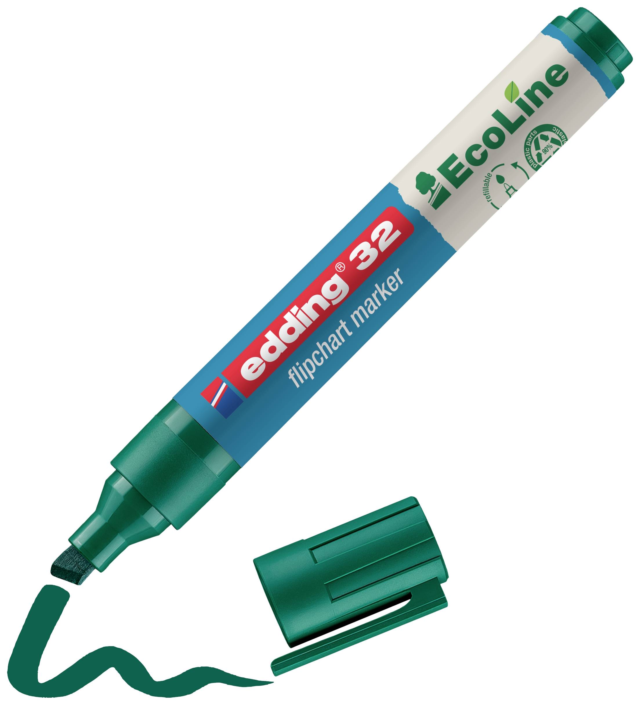 Edding 4-32004 Flipchartmarker 32 EcoLine Beitelpunt 1 - 5 mm Groen 1 stuk(s)