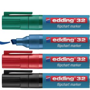 Edding 4-32-4 Flipchartmarker 4-32-4 Beitelpunt 1 – 5 mm Zwart, Rood, Blauw, Groen 4 stuk(s) Edding 4-32-4 Flipchartmarker 4-32-4 Beitelpunt 1 – 5 mm Zwart, Rood, Blauw, Groen 4 stuk(s)
