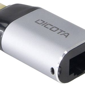 Dicota USB-C Adapter [1x USB-C stekker – 1x RJ45-bus] DICOTA – Netzwerkadapter – USB-C / Thunderbolt 3 0 mm Met laadbus