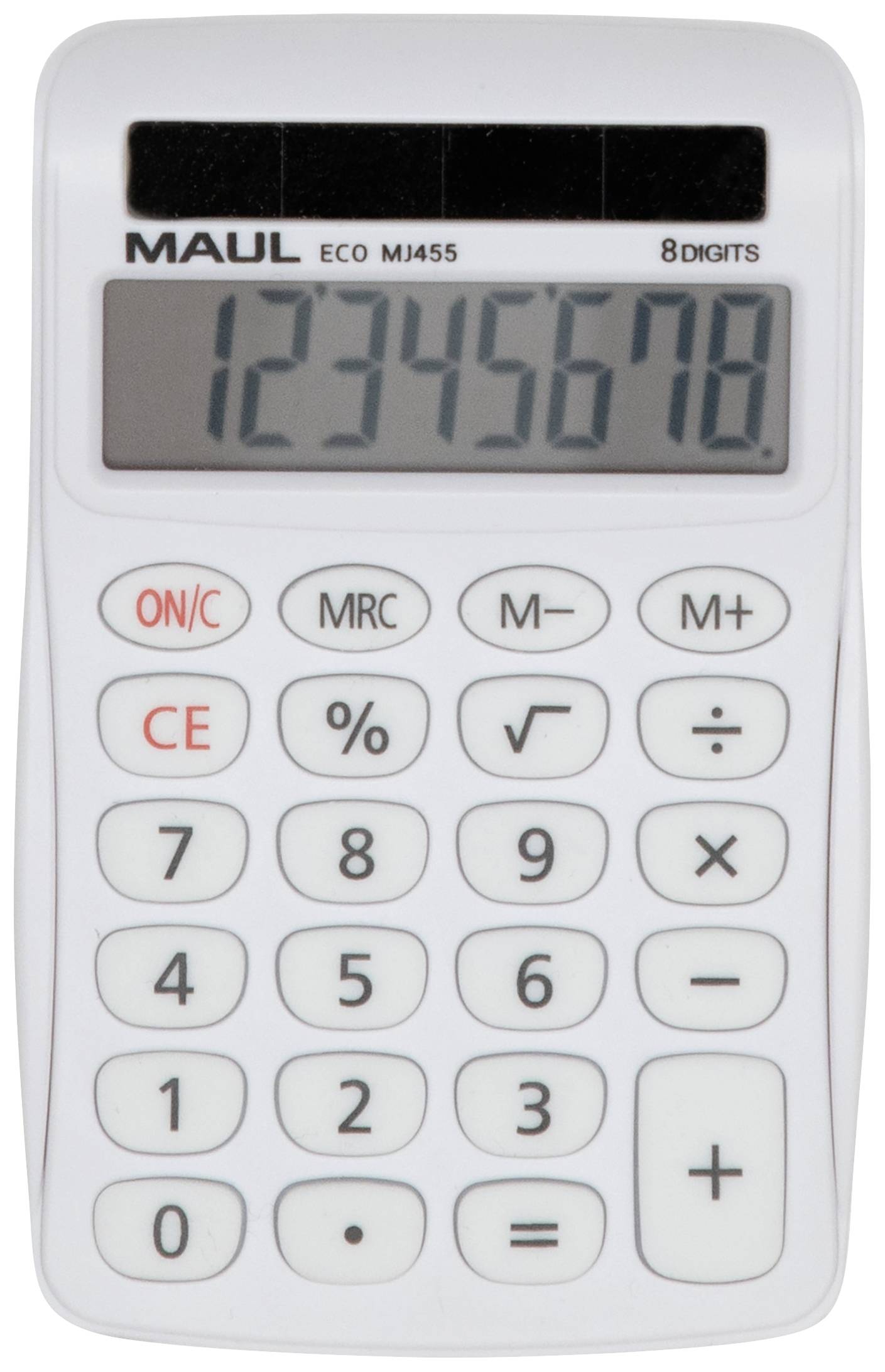 Maul ECO MJ 455 Bureaurekenmachine Wit Aantal displayposities: 8 werkt op zonne-energie (b x h x d) 71 x 112 x 20 mm