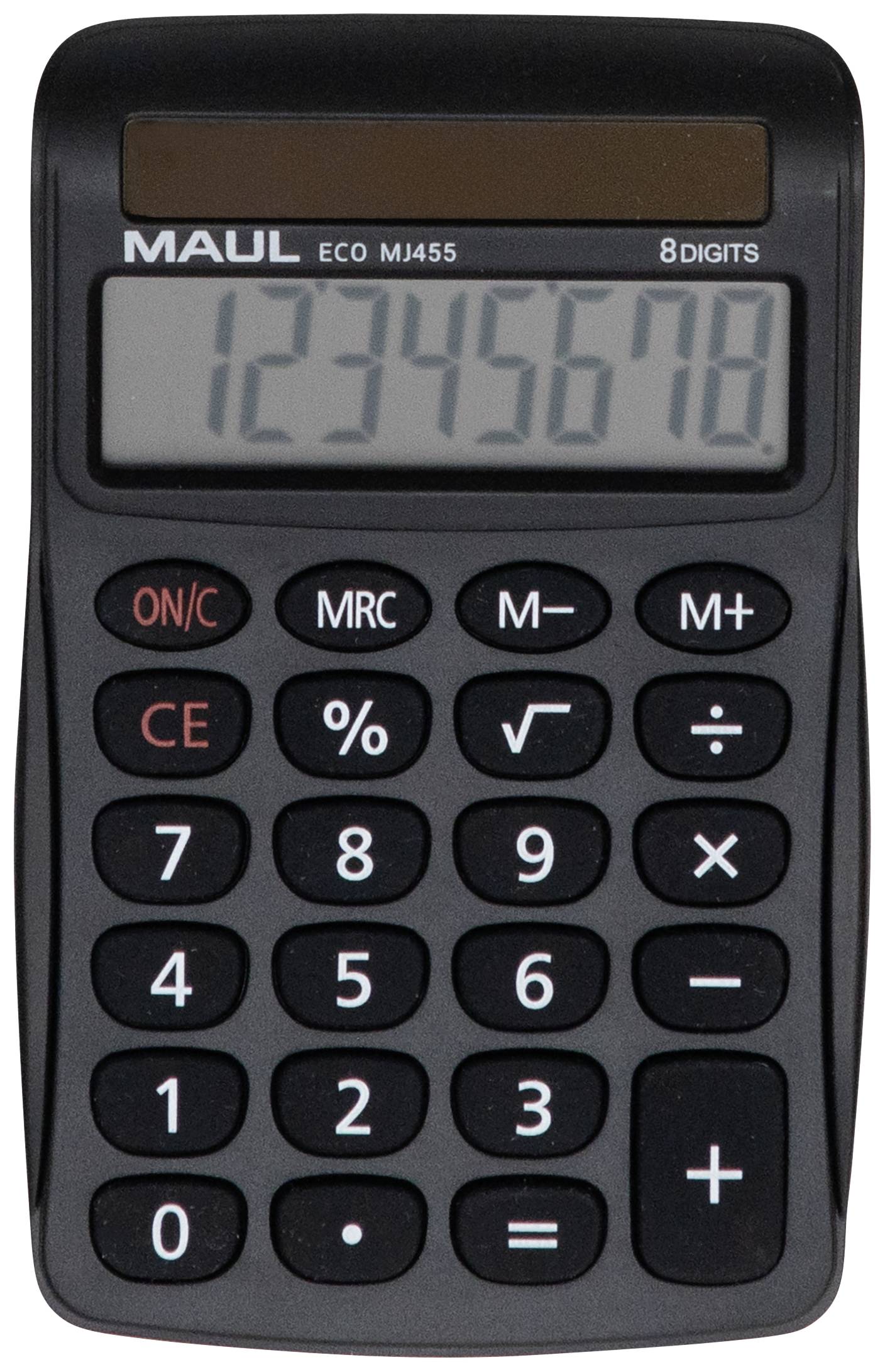 Maul ECO MJ 455 Bureaurekenmachine Zwart Aantal displayposities: 8 werkt op zonne-energie (b x h x d) 71 x 112 x 20 mm