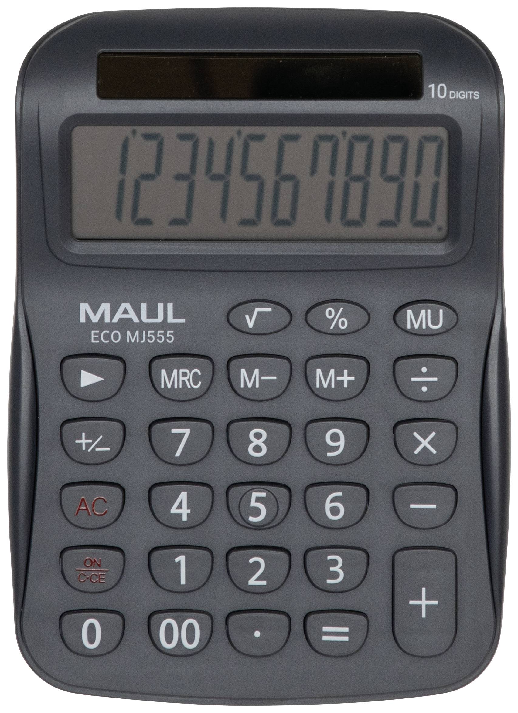 Maul ECO MJ 555 Bureaurekenmachine Grijs Aantal displayposities: 10 werkt op zonne-energie (b x h x d) 110 x 154 x 27 mm