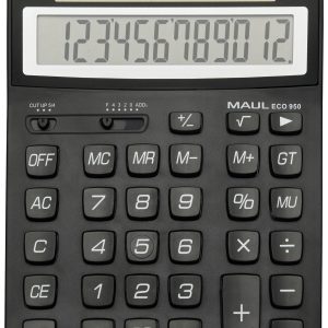 Maul ECO 950 Bureaurekenmachine Zwart Aantal displayposities: 12 werkt op zonne-energie (b x h x d) 155 x 210 x 33 mm Maul ECO 950 Bureaurekenmachine Zwart Aantal displayposities: 12 werkt op zonne-energie (b x h x d) 155 x 210 x 33 mm