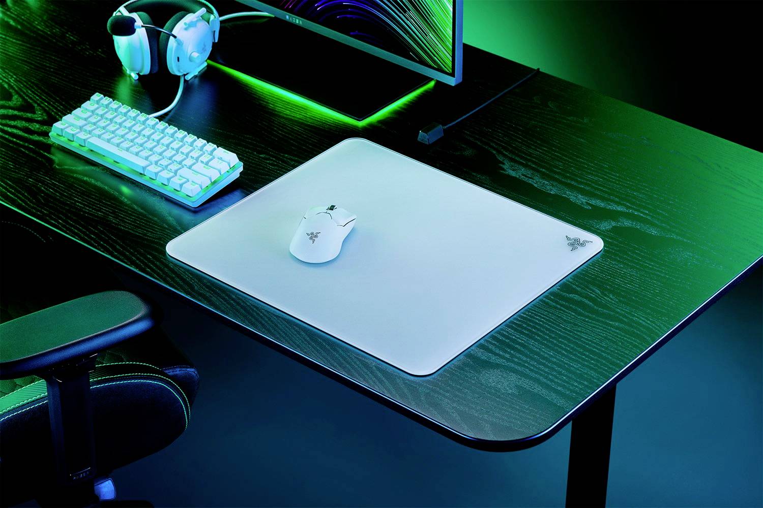 RAZER Atlas Gaming muismat Glazen oppervlak Wit