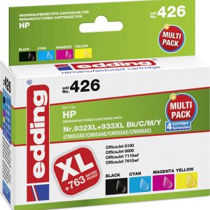 Edding Inktcartridge vervangt HP 932XL, 933XL Compatibel Combipack Zwart, Cyaan, Magenta, Geel 18-426 Edding Inktcartridge vervangt HP 932XL, 933XL Compatibel Combipack Zwart, Cyaan, Magenta, Geel 18-426