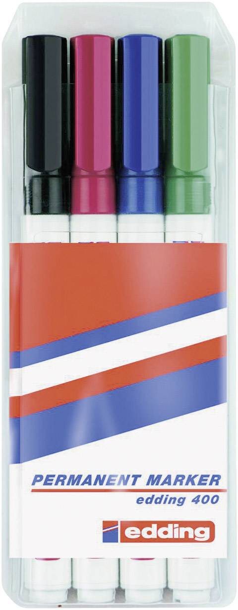 Edding 400 4-400-4-1999 Permanent marker Zwart, Rood, Blauw, Groen Watervast: Ja