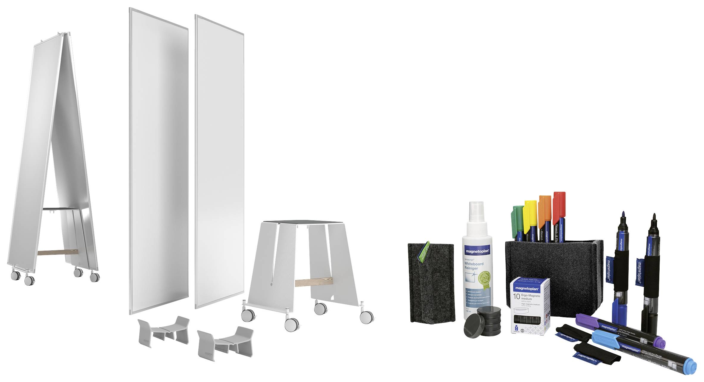 magnetoplan Whiteboard set "Design Thinking" Small Wit Speciaal gelakt Aan beide zijden te gebruiken, Incl. bordwisser,