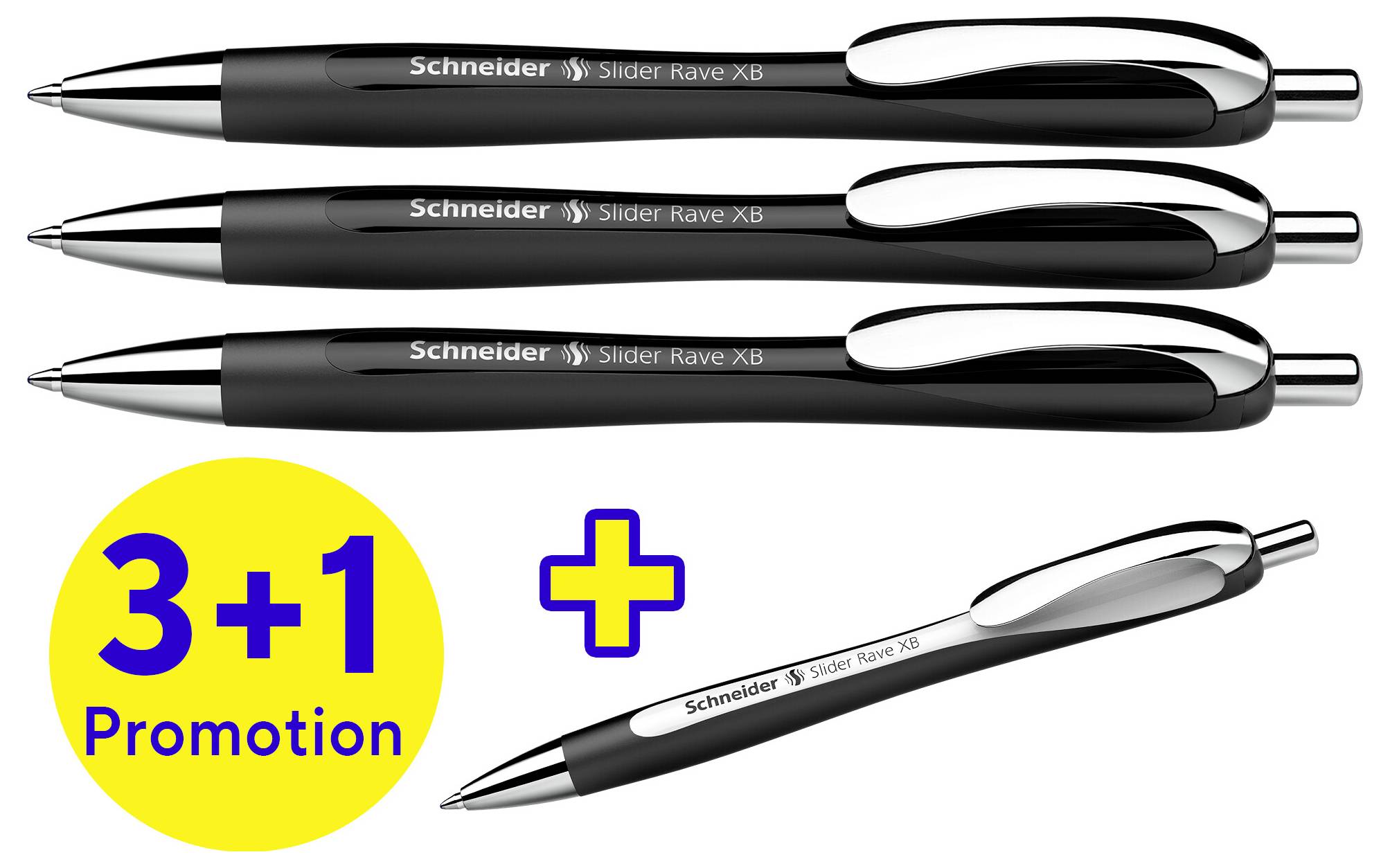 Schneider Schreibgeräte Slider Rave XB 132584 Balpen 0.7 mm Kleur inkt: Blauw 4 stuk(s)