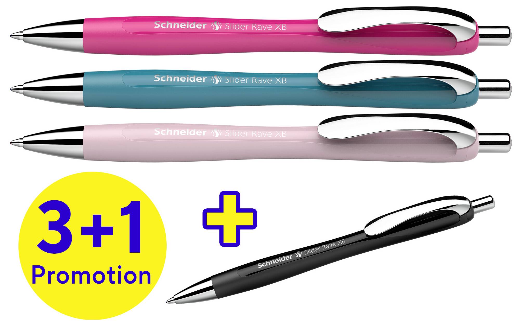 Schneider Schreibgeräte Slider Rave XB 132564 Balpen 0.7 mm Kleur inkt: Blauw 4 stuk(s)