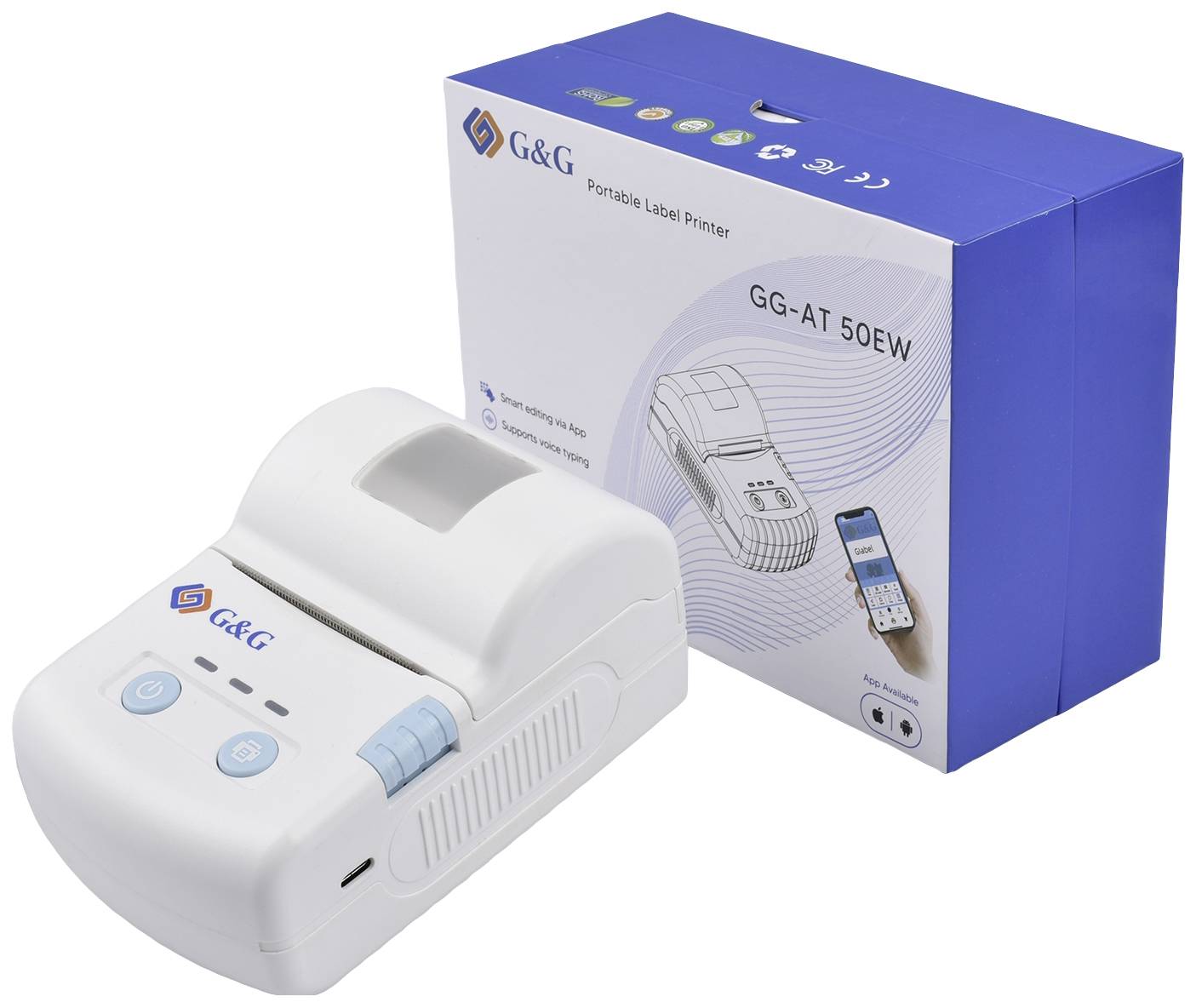G&G GG-AT-50EW-USB Labelprinter Thermisch 203 x 203 dpi Etikettenbreedte (max.): 48 mm Bluetooth