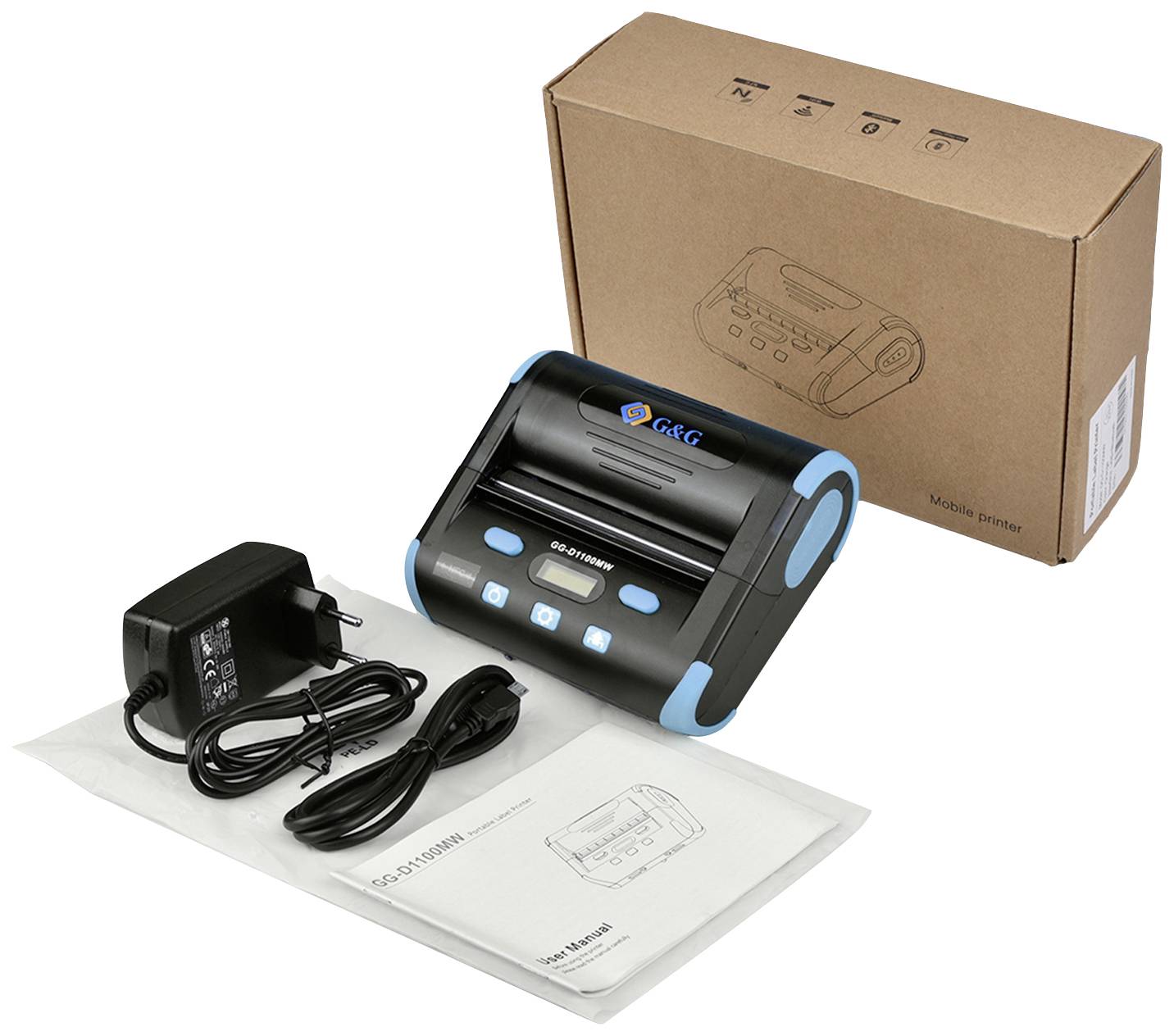 G&G GG-D1100MW Labelprinter Thermisch 203 x 203 dpi Etikettenbreedte (max.): 104 mm Bluetooth