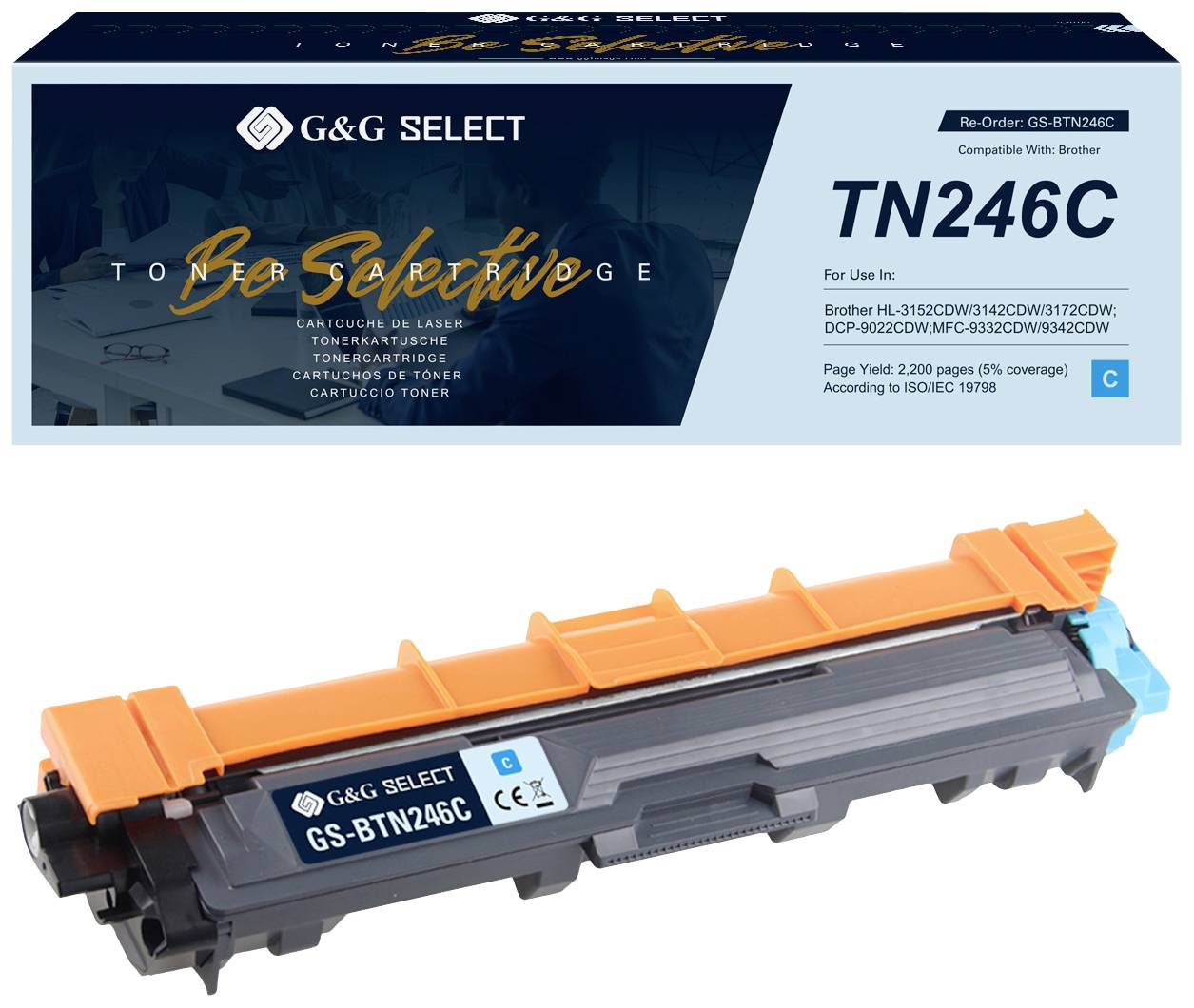 G&G Toner vervangt Brother TN-246C Compatibel Cyaan TN-246C GS-BTN246C