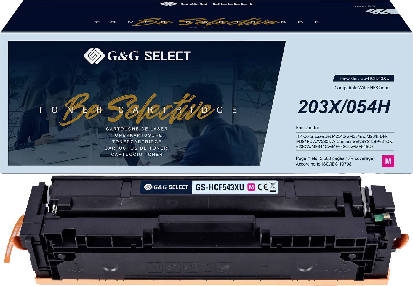 G&G Toner vervangt Canon, HP 203X Compatibel Magenta CF543X/Cartridge 054H Magenta GS-HCF543X(U)