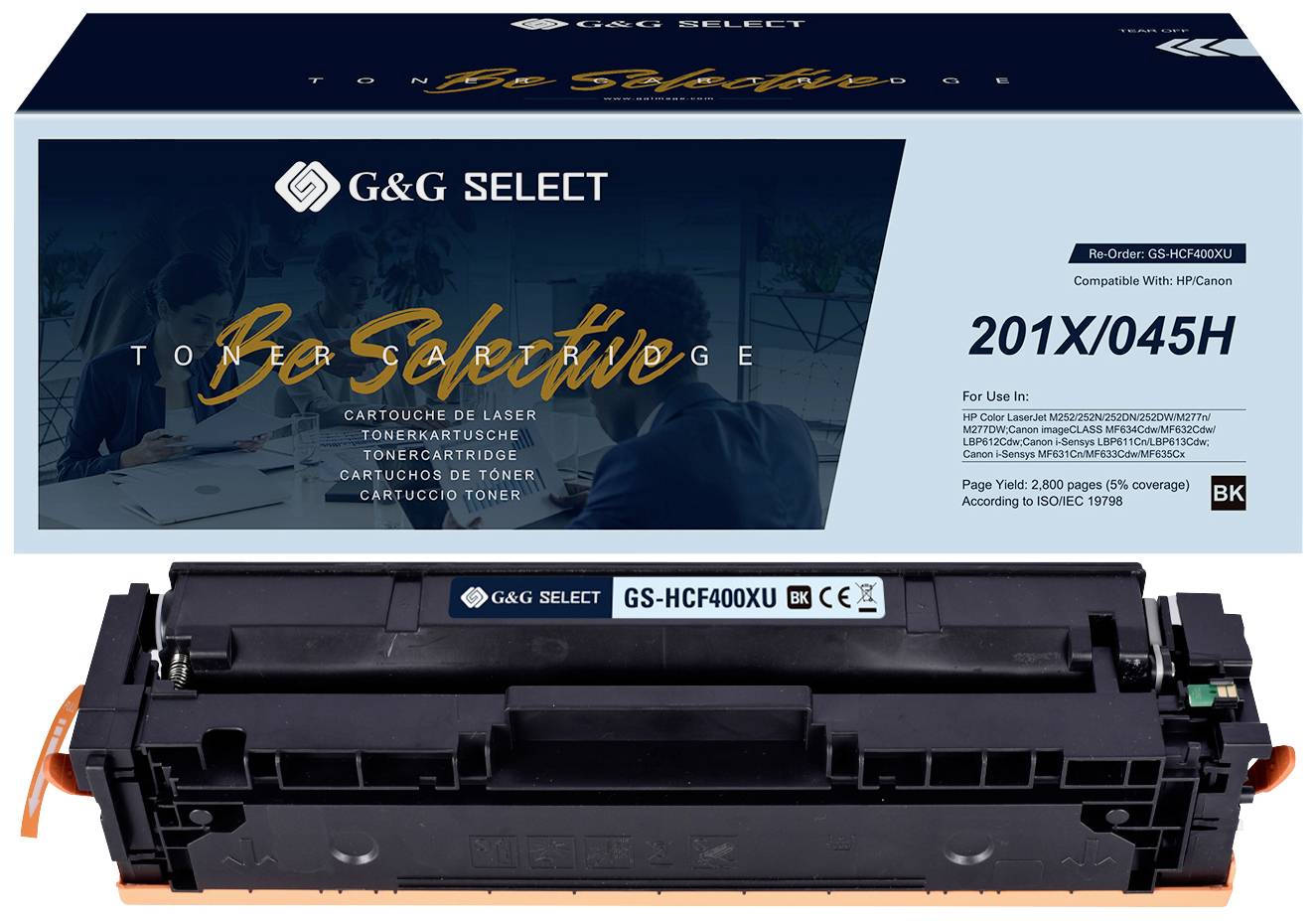 G&G Toner vervangt Canon, HP 201X, 045H Compatibel Zwart CF400X/Cartridge 045H Black GS-HCF400X(U)