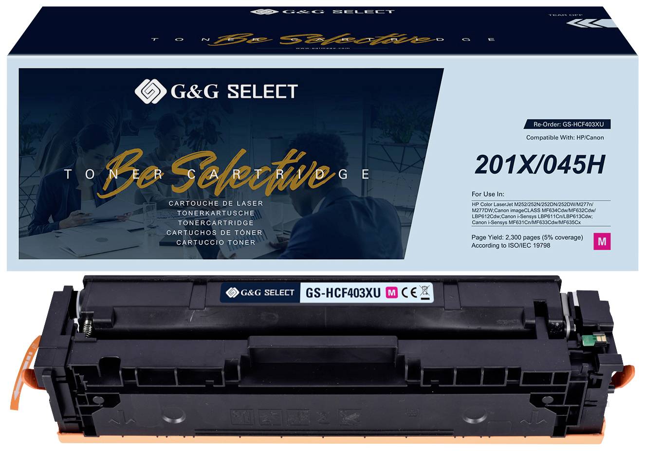 G&G Toner vervangt Canon, HP 201X, 045H Compatibel Magenta CF403X/Cartridge 045H Magenta GS-HCF403X(U)