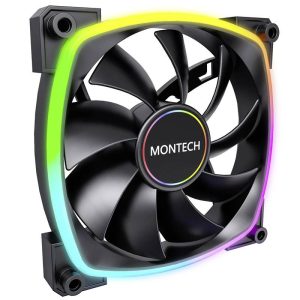 MONTECH Montech AX140 PWM ARGB Lüfter – 140mm, schwarz PC-ventilator Zwart (b x h x d) 140 x 140 x 25 mm Incl. LED-verli