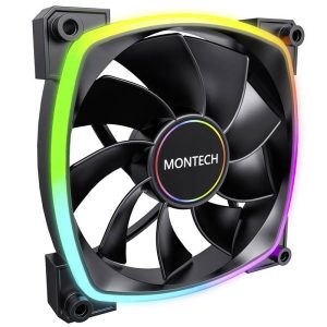 MONTECH Montech RX140 PWM ARGB Reverse Lüfter – 140mm, schwarz PC-ventilator (b x h) 140 mm x 140 mm Incl. LED-verlichti
