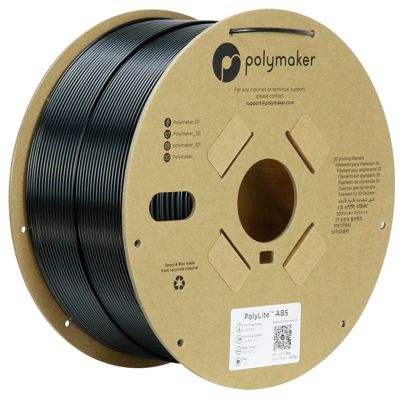 Polymaker PM70899 Black Filament ABS kunststof Hittebestendig, Slagvast, Geurarm 2.85 mm 3000 g Zwart PolyLite™ 1 stuk(s