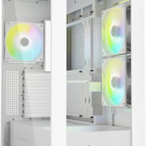 Sharkoon Rebel C60 RGB White Midi-tower PC-behuizing Wit 2 voorgeïnstalleerde ventilators, 1 voorgeïnstalleerde ventilat