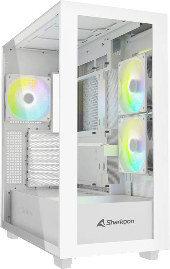 Sharkoon Rebel C60 RGB White Midi-tower PC-behuizing Wit 2 voorgeïnstalleerde ventilators, 1 voorgeïnstalleerde ventilat