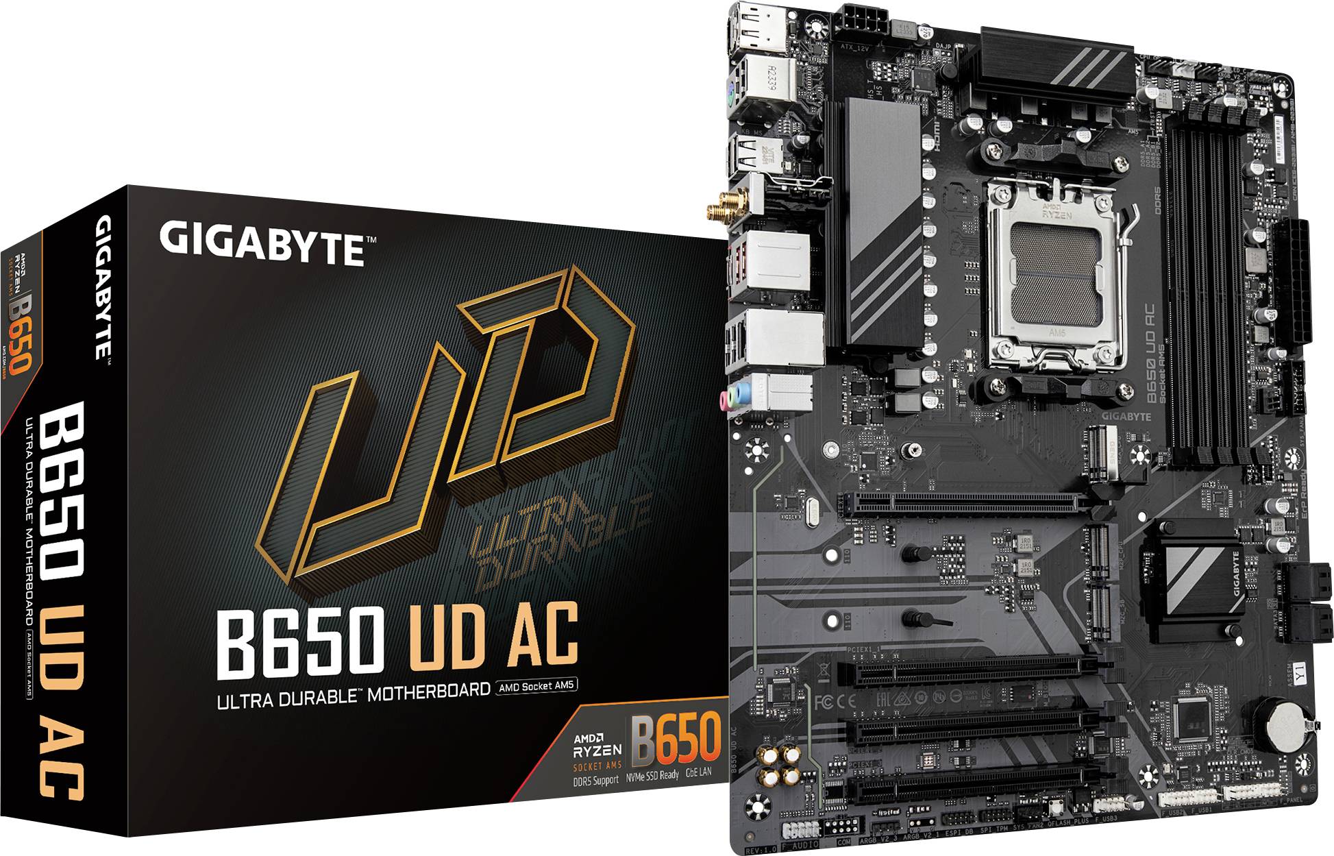 Gigabyte Gigabyte GA-B650 UD AC (AM5) (D) Moederbord Socket AMD AM5 Vormfactor ATX Moederbord chipset AMD® B650