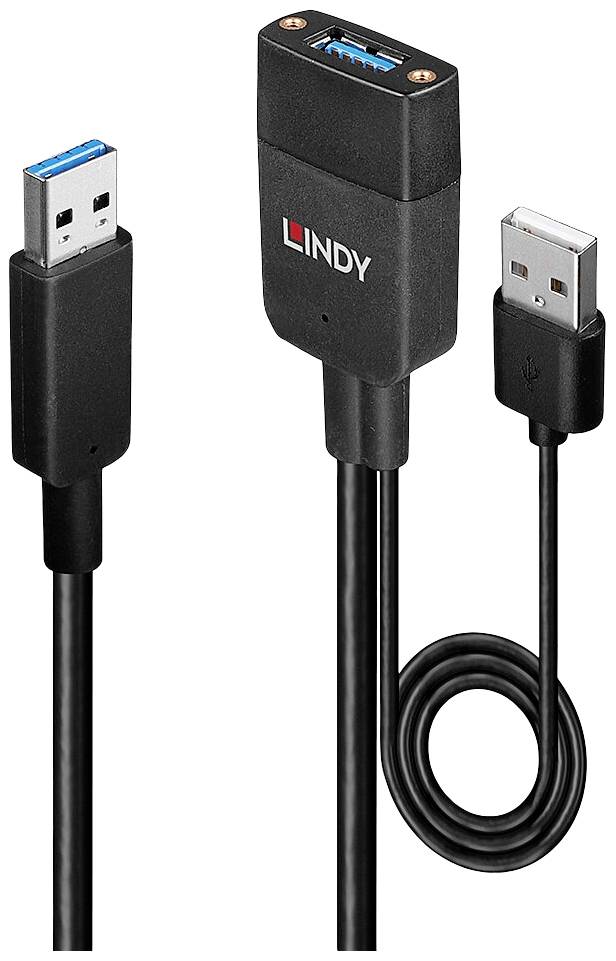 LINDY 43357 USB-kabel USB 3.2 Gen2 USB-A stekker, USB-A bus 35.00 m Zwart