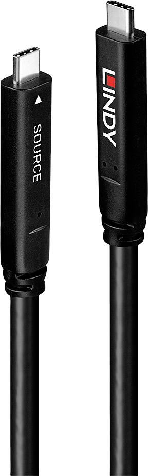 LINDY 43393 USB-C-kabel USB 3.2 Gen1 USB-C stekker 8.00 m Zwart